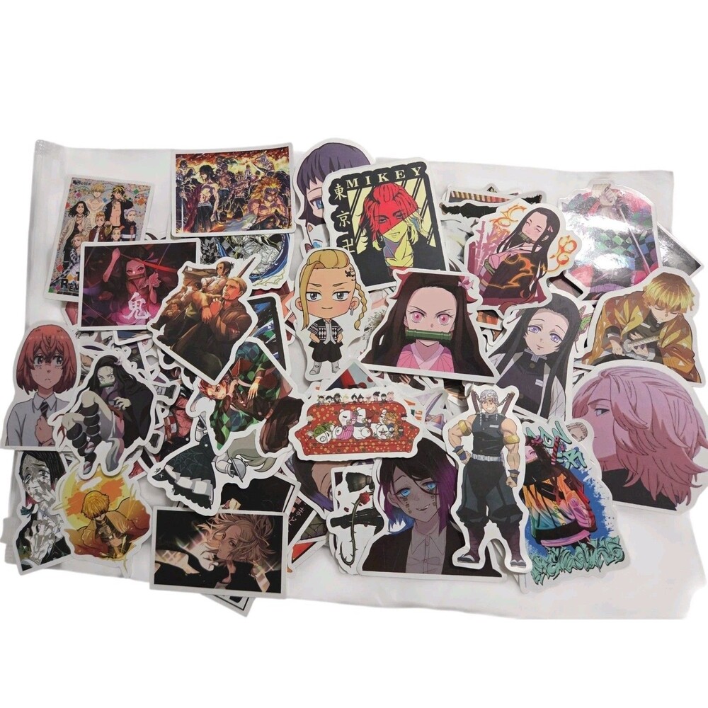 130 Pieces Demon Slayer Stickers Anime Luggage Phone Laptop Fridge Party Bags